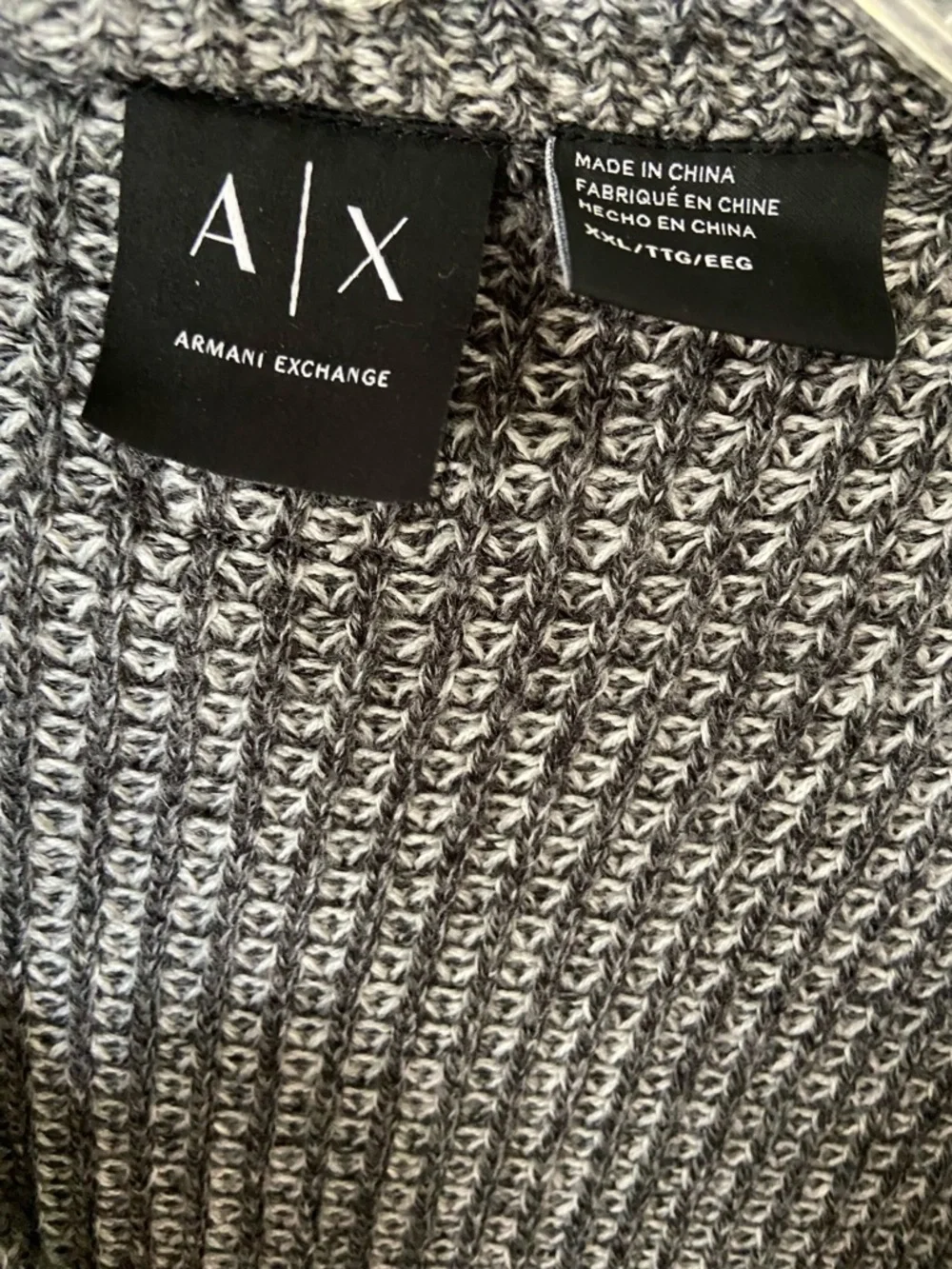 A|X Armani Exchange Black and Gray Knit Sweater blazer size XXL in heather grey